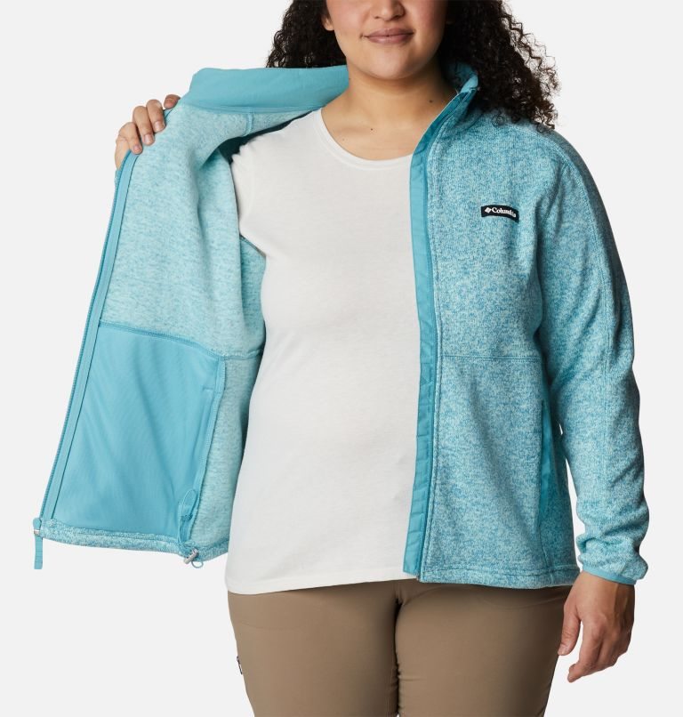 Jachete Din Lână Columbia Pulovere Weather Full Zip Dama Turcoaz | Plus Size XM1A9Z87Q